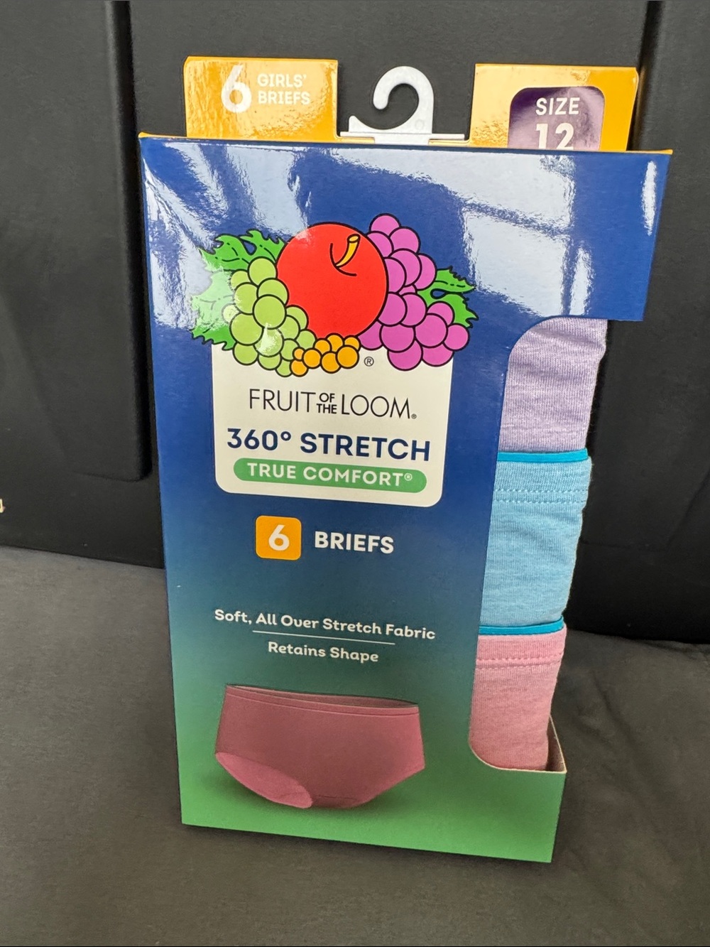 Fruit of the Loom Girls' Briefs Pack - Lavender, Blue, Pink 6 pack